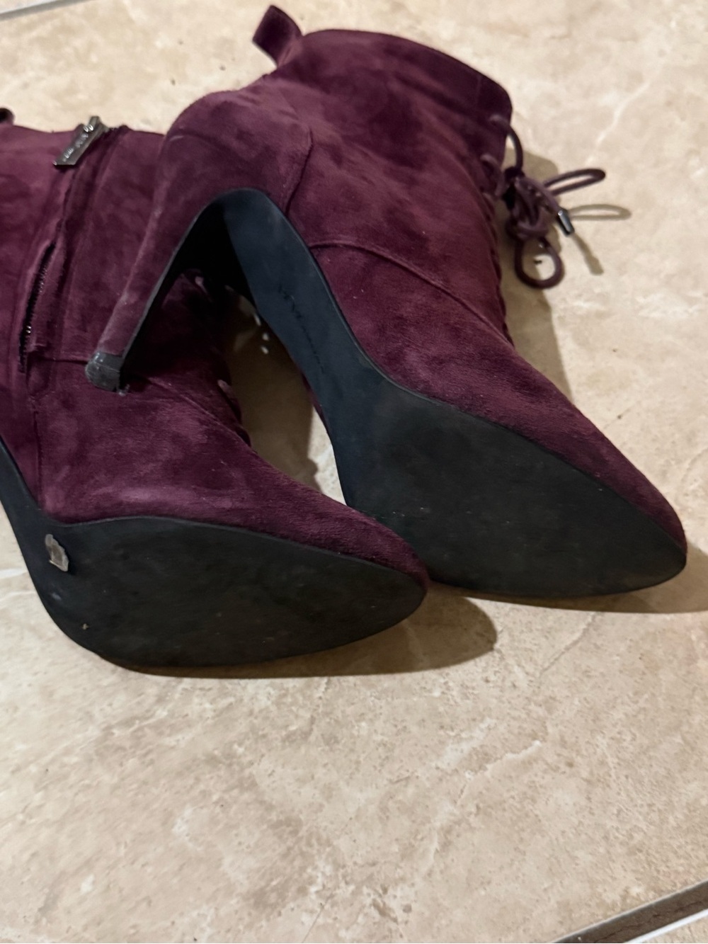 BCBG Lace-Up Suede Ankle Boots - Picture 4 of 8
